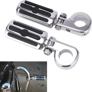 1-1/4" Motorcycle Foot Pegs For 1.25" Engine Guard Highway Pegs For Crash Bars Foot Pedal Bracket Clamp Compatible With Harley Touring Electra Road Glide Road King Street Glide Sportster 883