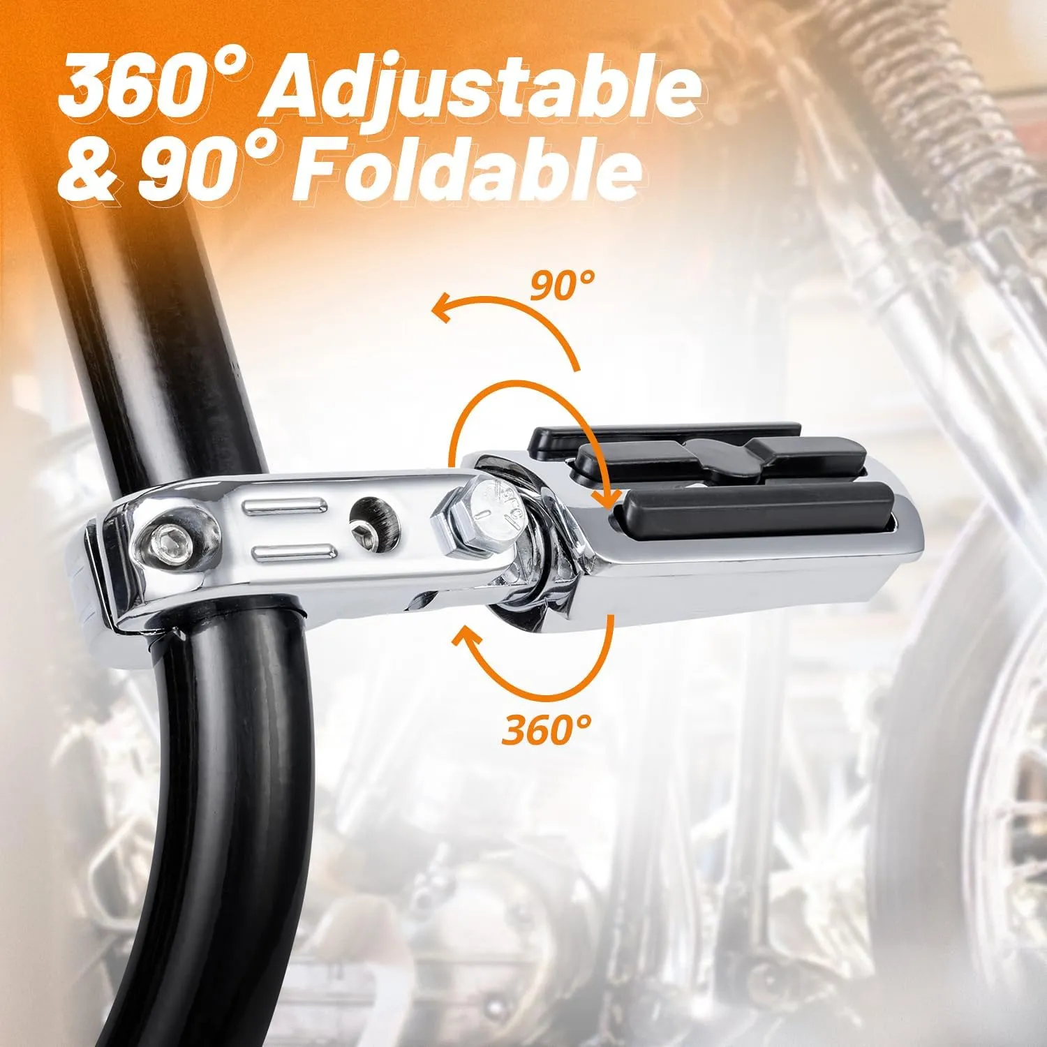 1-1/4" Motorcycle Foot Pegs For 1.25" Engine Guard Highway Pegs For Crash Bars Foot Pedal Bracket Clamp Compatible With Harley Touring Electra Road Glide Road King Street Glide Sportster 883