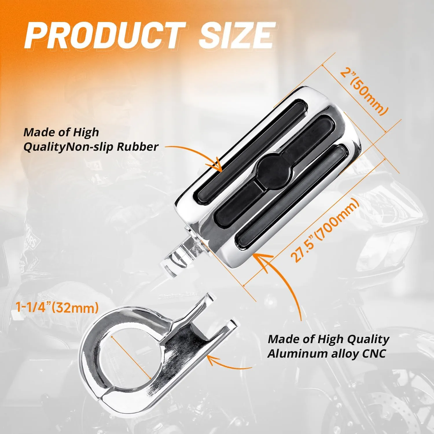 1-1/4" Motorcycle Foot Pegs For 1.25" Engine Guard Highway Pegs For Crash Bars Foot Pedal Bracket Clamp Compatible With Harley Touring Electra Road Glide Road King Street Glide Sportster 883