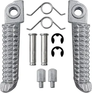 1 Pair Front Foot Pegs Compatible with Yamaha YZF R3 R25 MT25 MT03 MT-03 2014-2023, Motorcycle Footrest Pedal Bracket Peg Rest, Aluminum Driver Footpeg Set, Posapies Para Moto (10Pcs, Color: Silver)