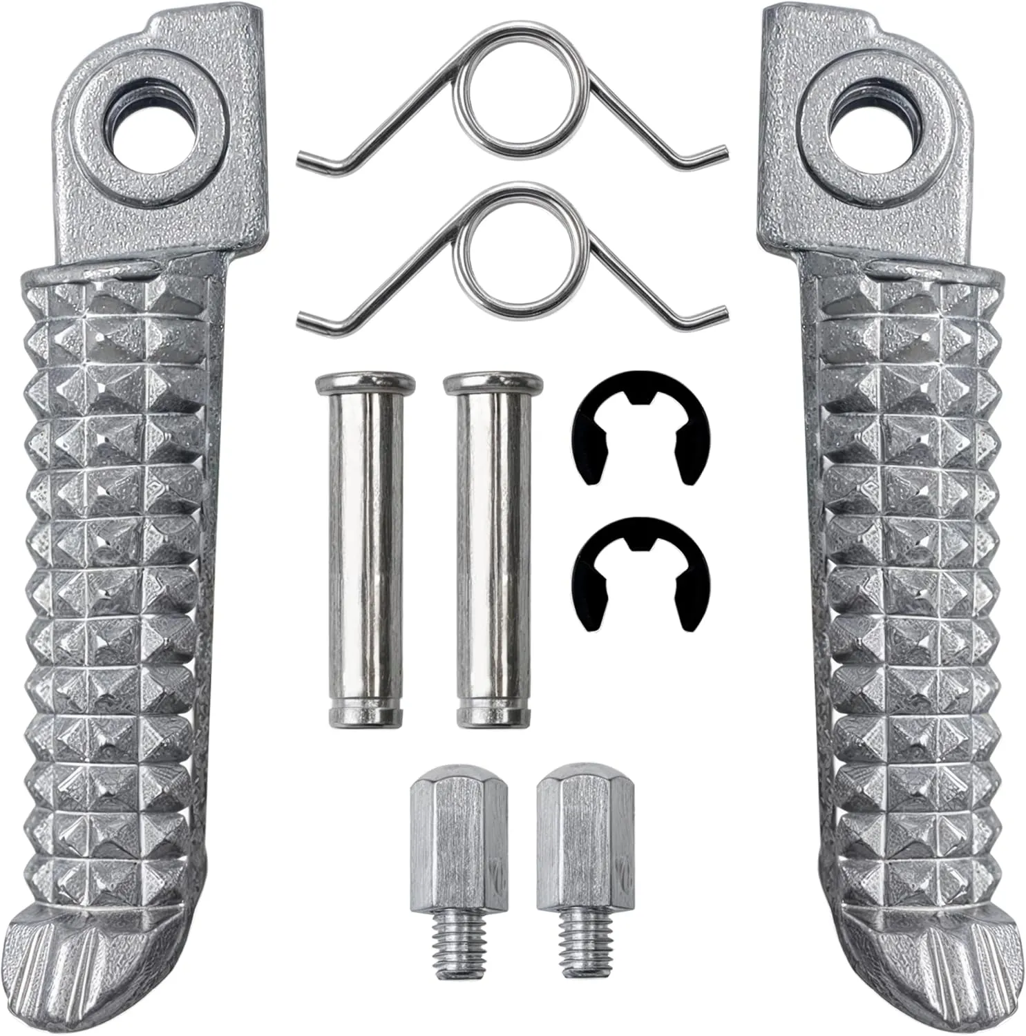 1 Pair Front Foot Pegs Compatible with Yamaha YZF R3 R25 MT25 MT03 MT-03 2014-2023, Motorcycle Footrest Pedal Bracket Peg Rest, Aluminum Driver Footpeg Set, Posapies Para Moto (10Pcs, Color: Silver)