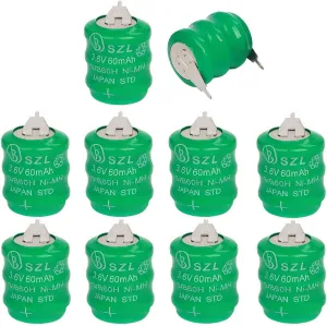 10 Pack 3.6V 60mAh Ni-MH Battery for Varta 3/V60H 55608303012 PLC CNC Chip Data Power Supply 2 Pin