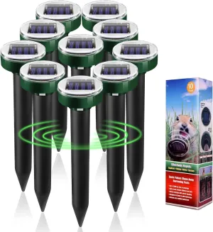 10 PK Mole Upgrade Solar Repellent Stakes for Lawns Gopher Repellent Ultrasonic Powered Snake Repellent Outdoor Yard Garden Mole Repeller Deterrent