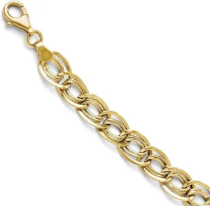 10K Yellow Gold Triple Link Flat Curb Cuban Bracelet - with Secure Lobster Lock Clasp 8"