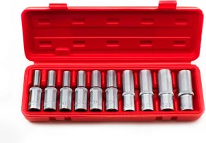 10pc 1/2" DR Female E Star Deep Socket Torx Auto Tool E10-E24 With Case