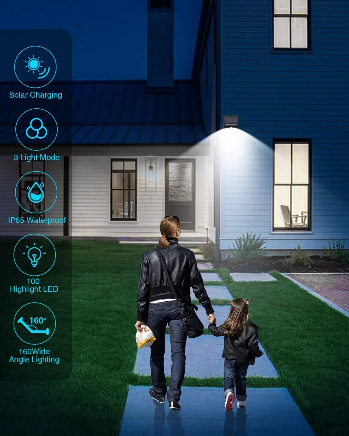 12 Pack Solar Lights Outdoor, 3 Modes/100LED Wireless IP65 Waterproof Solar Motion Lights Outdoor for Front Door, Backyard, Garage, Deck