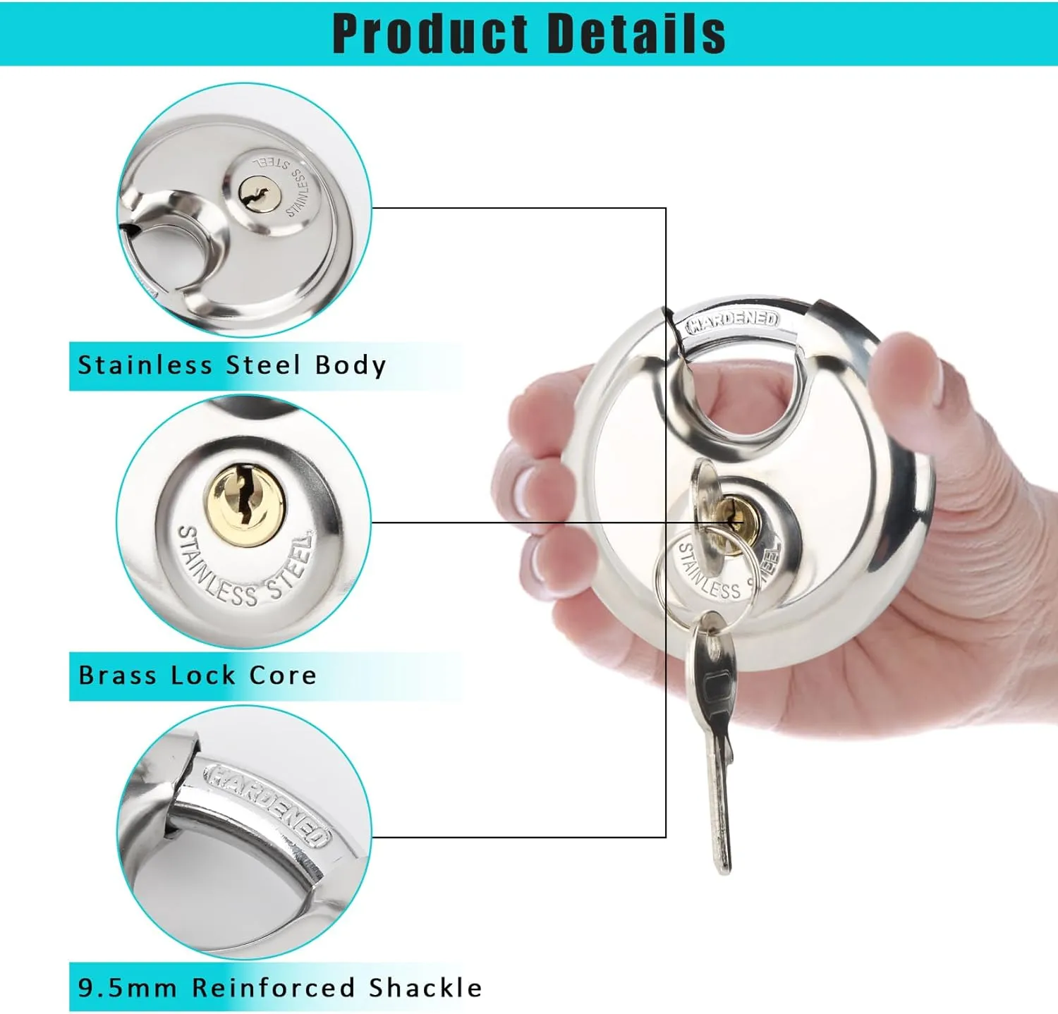 12 Pack Storage Locks for Storage Unit, 2-3/4" Disc Locks Keyed Different, Outdoor Waterproof Stainless Steel Padlocks for Storage Locker, Shed, Gate, Fence, Heavy Duty Discus Keyed Padlock