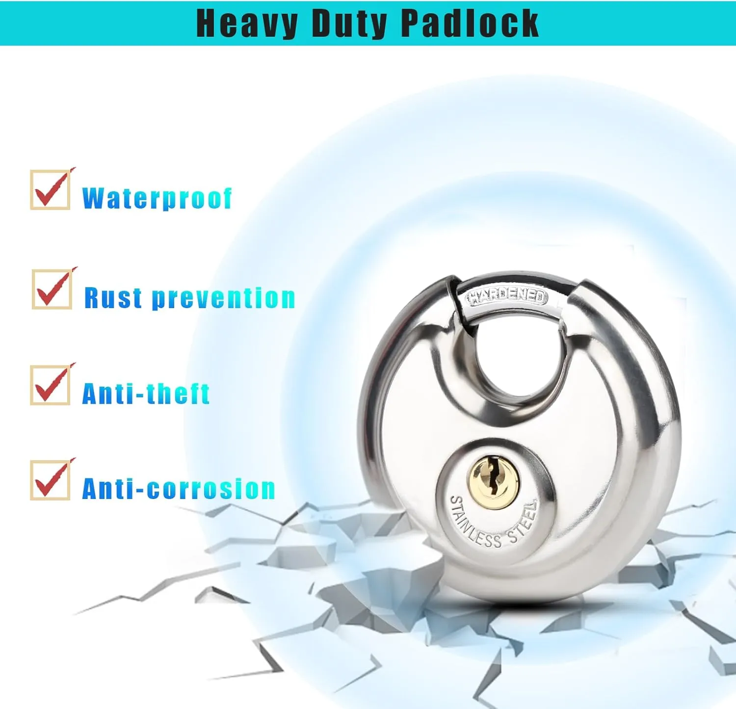 12 Pack Storage Locks for Storage Unit, 2-3/4" Disc Locks Keyed Different, Outdoor Waterproof Stainless Steel Padlocks for Storage Locker, Shed, Gate, Fence, Heavy Duty Discus Keyed Padlock