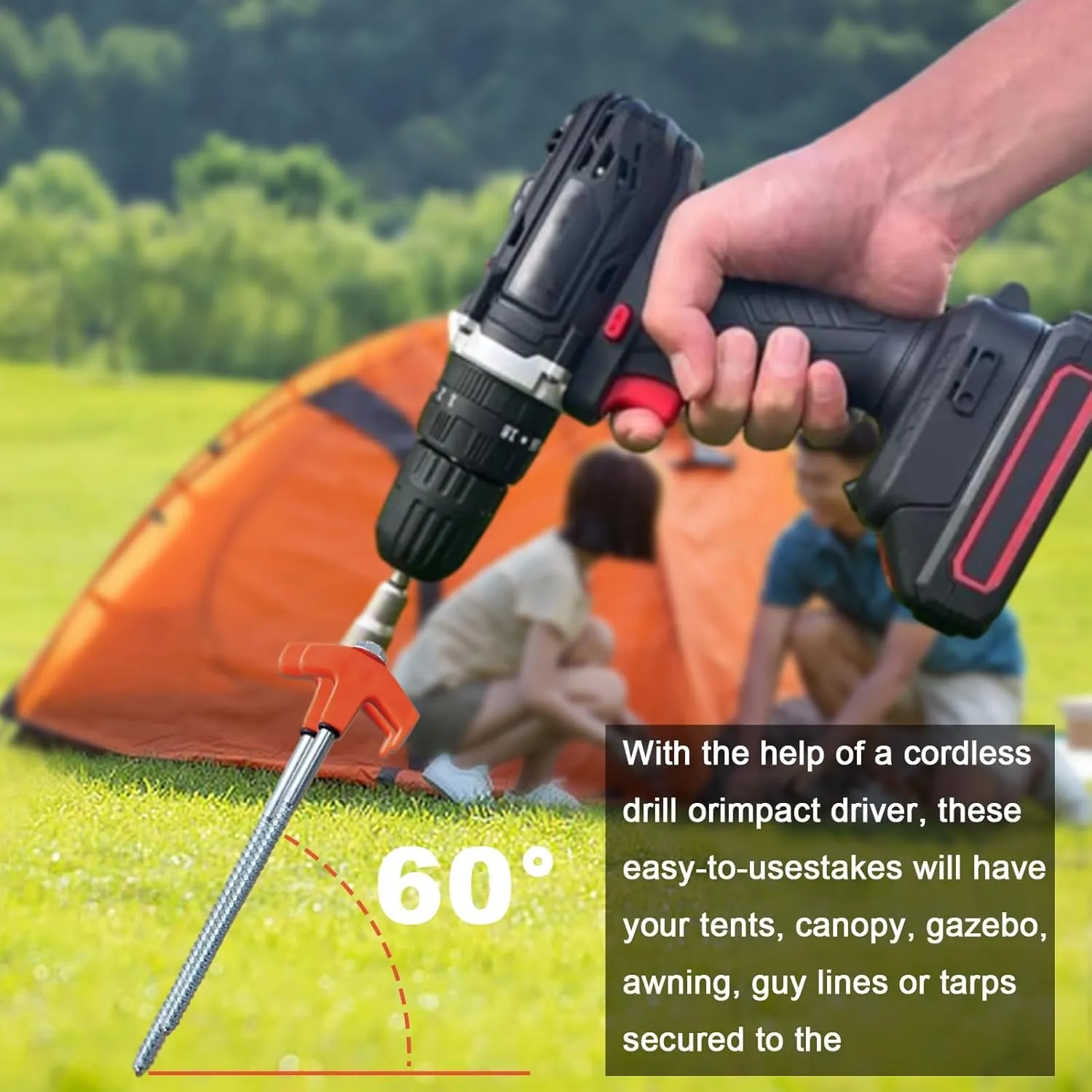 12 Pack Tent Stakes, Yard Stakes Non-Rust Metal Tent Pegs Ground Stakes Tent Spikes Camping Accessories for Camping Patio, Garden, Canopies, Grassland, Outdoor Mix Color