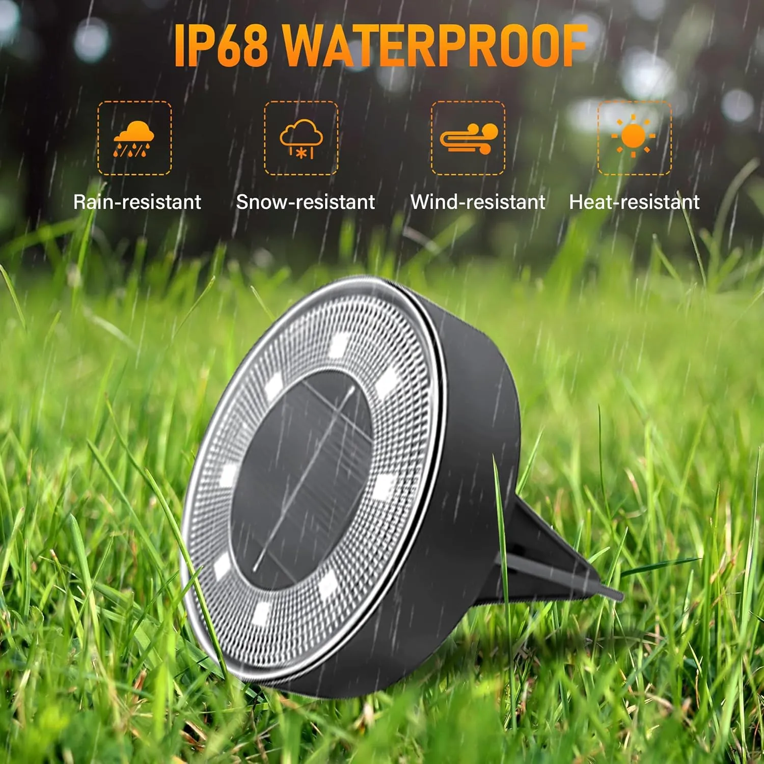 12 Packs Bright Solar Ground Lights with 8 LED, IP68 Waterproof Garden Lights Outdoor, Landscape Lighting Solar for Patio Pathway Yard, Paths, Decks, Lawns, Driveway (Cool White)