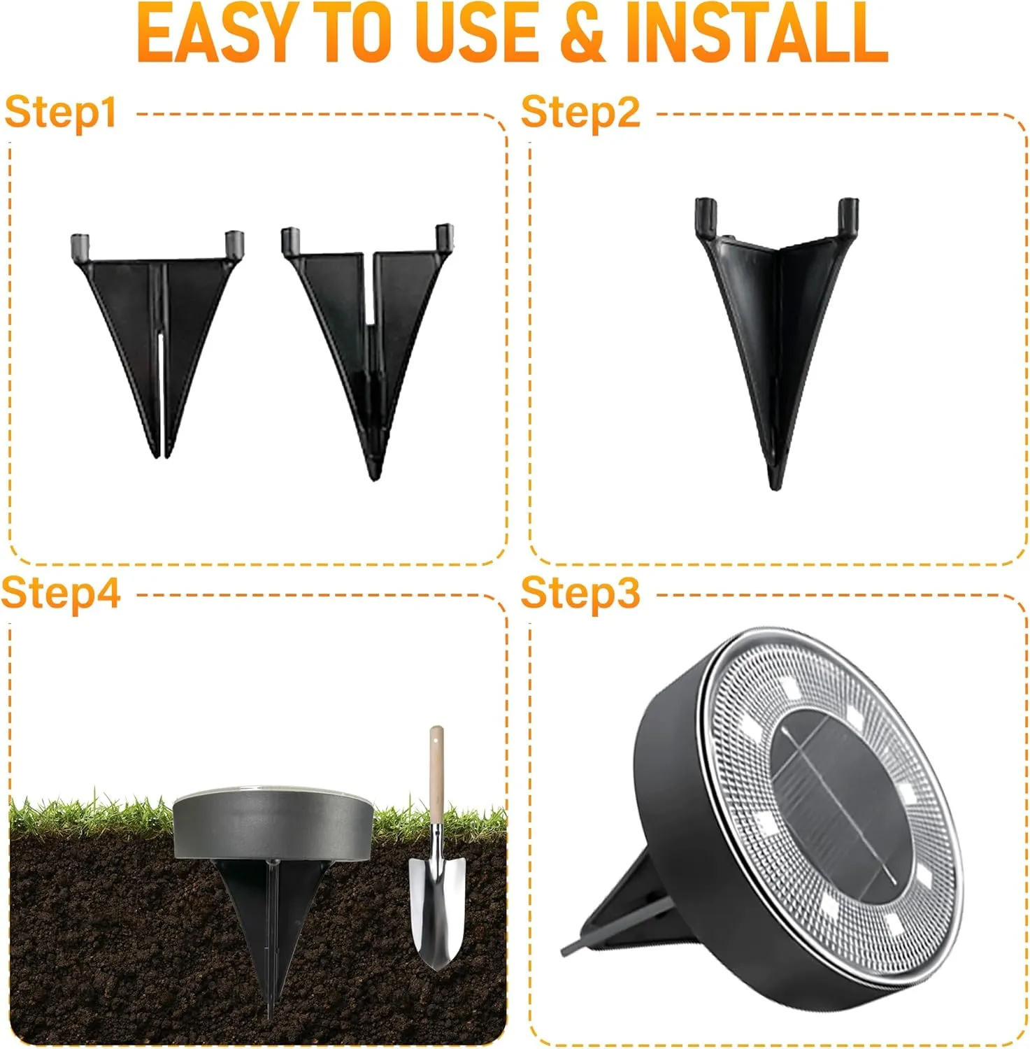 12 Packs Bright Solar Ground Lights with 8 LED, IP68 Waterproof Garden Lights Outdoor, Landscape Lighting Solar for Patio Pathway Yard, Paths, Decks, Lawns, Driveway (Cool White)