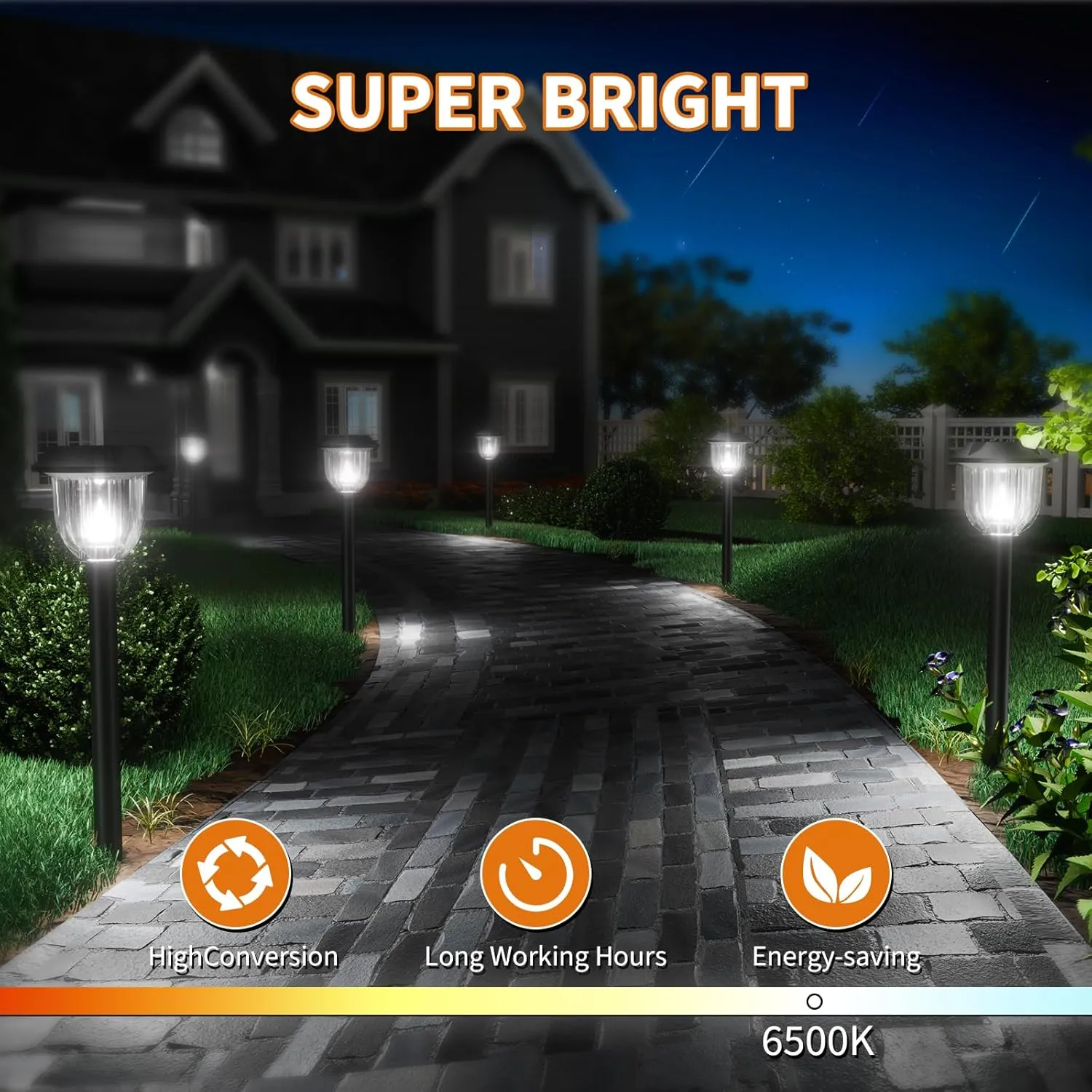 12000K 10 Pack Solar Lights Outdoor IP65 Waterproof,HIGH-POWER LED Solar lights for Outside,Landscape Lighting,Garden Decorative for Yard,Patio,Landscape,Walkway,Sidewalk,Driveway,Lawn (Cold White)