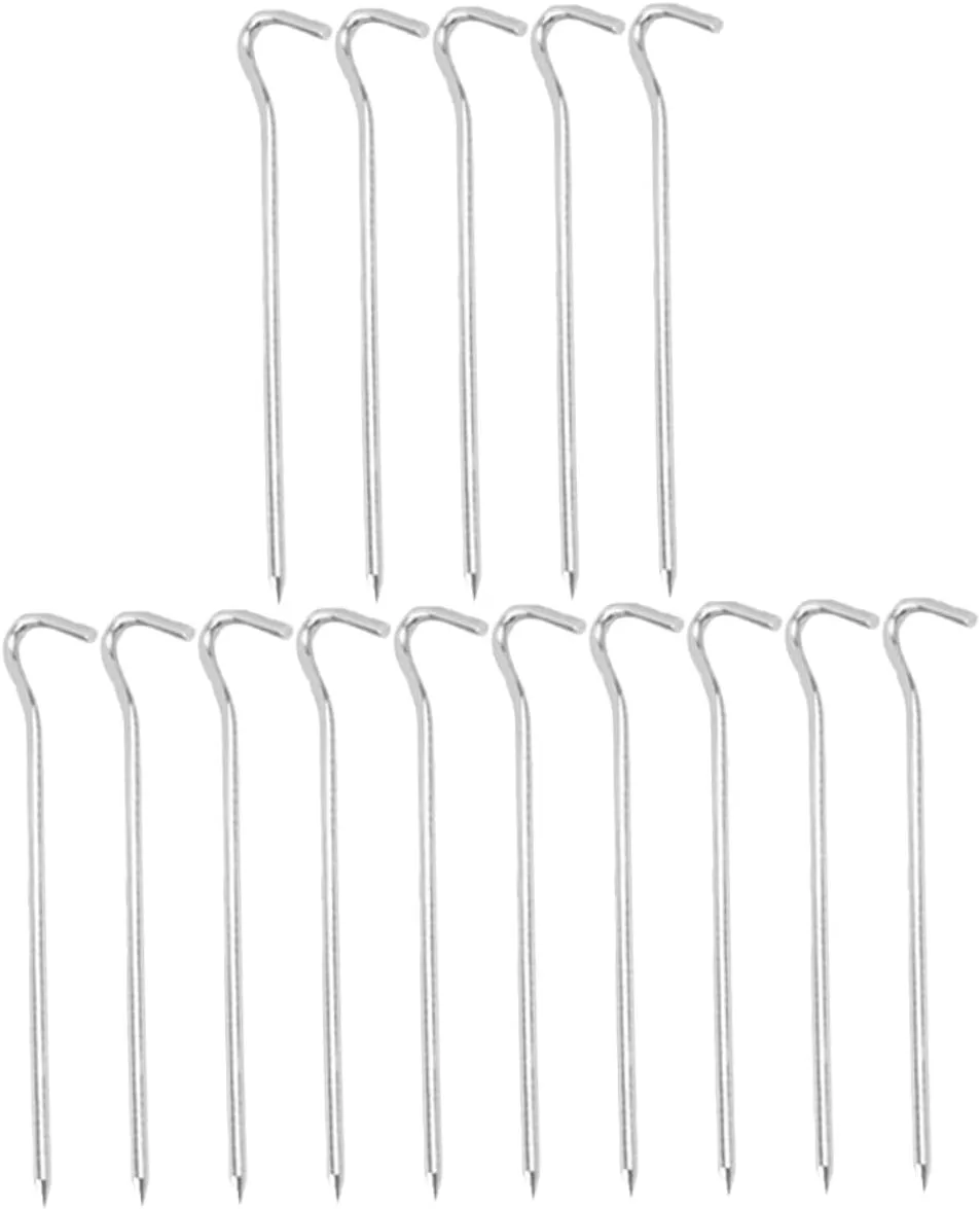 15pcs Tent Pegs Long Metal Ground Pegs Heavy Duty Aluminum Alloy Stakes Drillable for Camping Garden