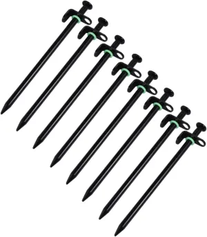 16pcs Camping Tent Pegs Heavy Duty Ground Stakes Made of Forged Iron Glow-in-The-Dark Tip for Night Safety Easy to Drive