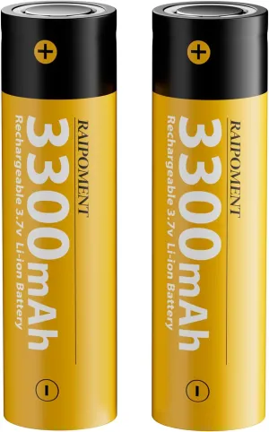 18650 Rechargeable Battery 3.7V Flat top Lithium Rechargeable Batteries, 3300mAh Batteries for Flashlights, Headlamps, Fans, Digital Cameras, Toys, Radios, Speakers, Surveillance Devices and More