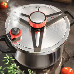 18/8 Stainless Steel Pressure Cooker 10 QT, [Save 70% Cooking Time] Olla De Presion with Food-Grade Body [One Hand Operation] Rotating Lock/Unlocking Lid System, Steam Rack Included