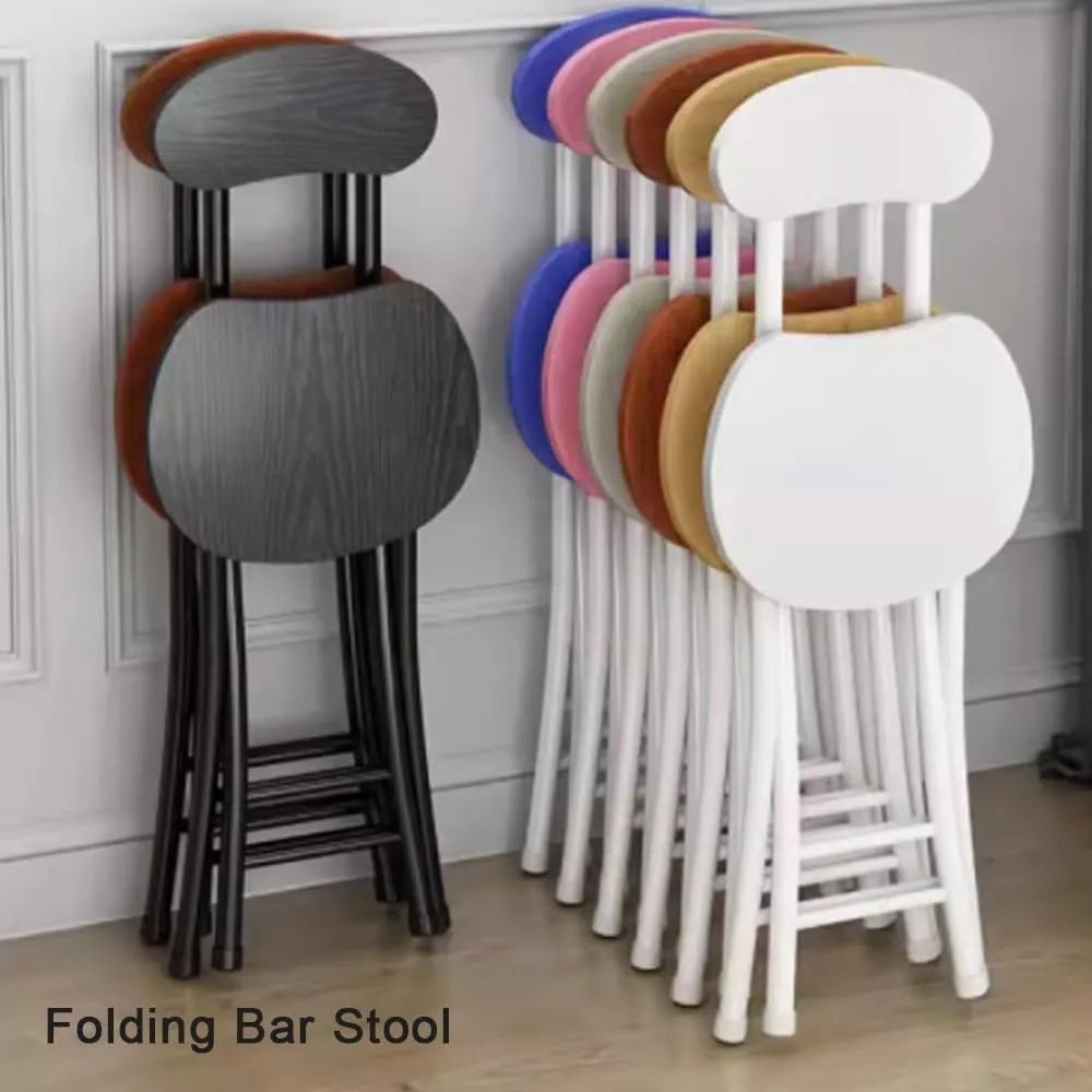 18" Folding Stool with Backrest, Outdoor Travel Stool, Portable Foldable Barstools, for Kitchen/Camping/Fishing/BBQ(Black Marble)