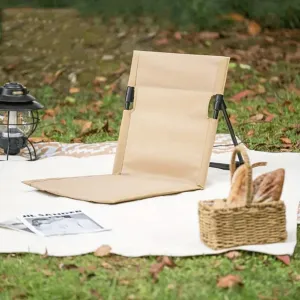 1pc Portable Iron Ottoman, Foldable Beach Chair, Black Outdoor Seating, Low Maintenance, Manual Setup, Ideal for Picnic, Travel, Beach, Park, and Sports Events (Brown)