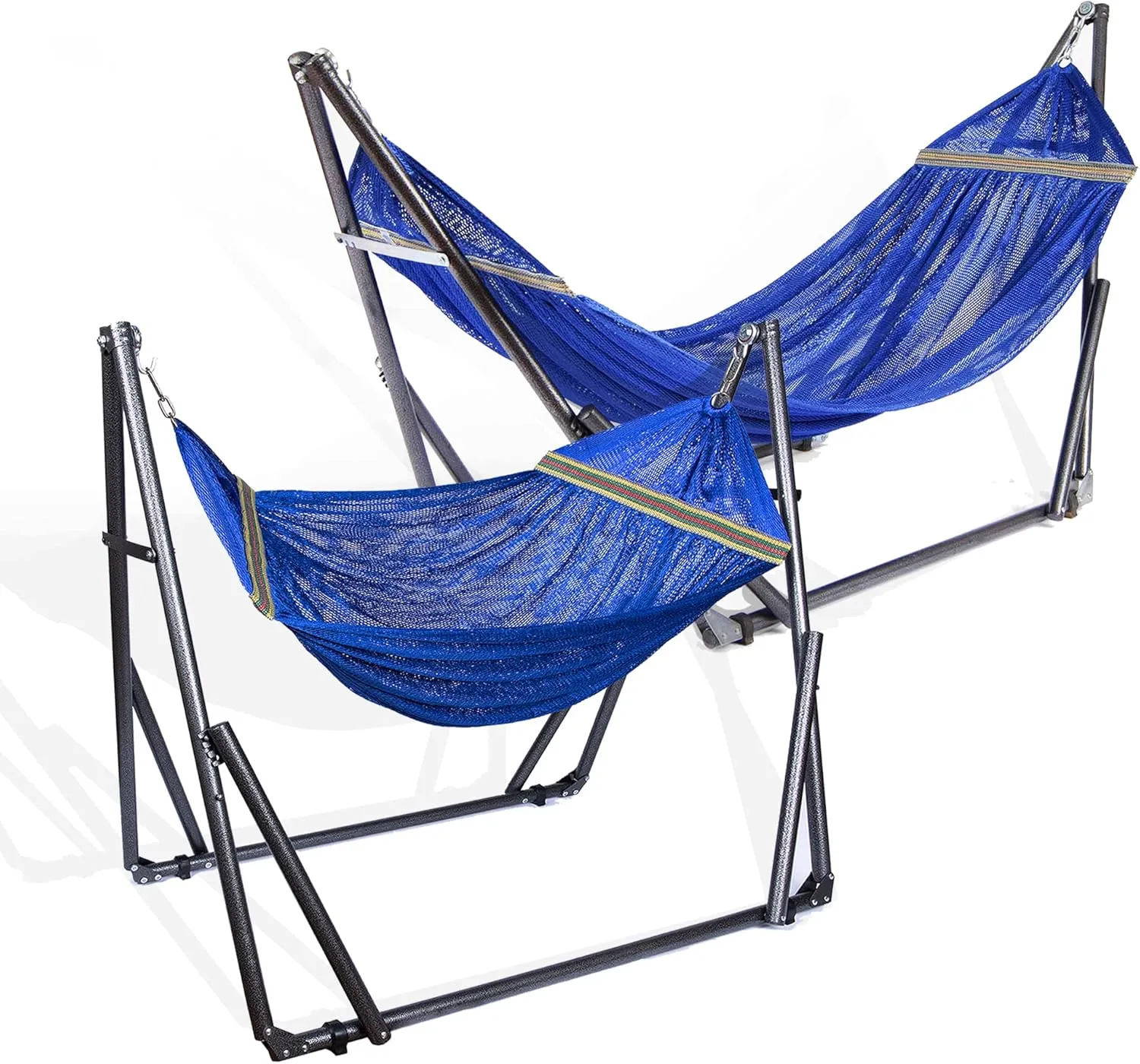 2 in 1 Hammock and Swinging Chair with Collapsible Steel Stand 450 lbs Capacity- Carrying Case, Portable & Adjustable, Perfect for Camping Beach Summer Patio, EZ Daze Foldable Hammock with Stand-Navy