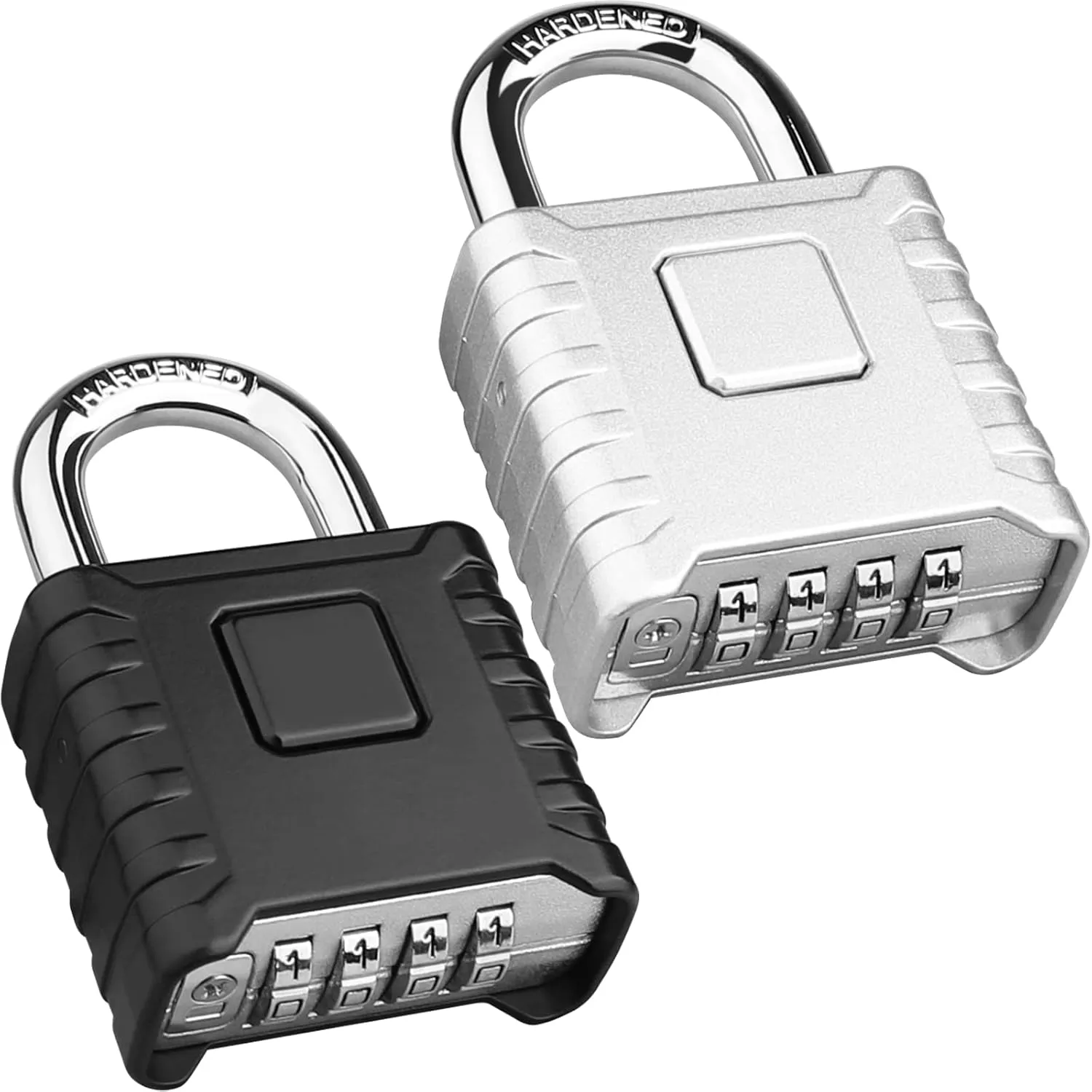 2 Pack Heavy Duty Combination Padlock [One-Touch Unlock], Diyife Large Outdoor Weatherproof Padlock, High Security, Design of Hidden Password Suitable for Locker, Home, School, Garage (Black Silver)