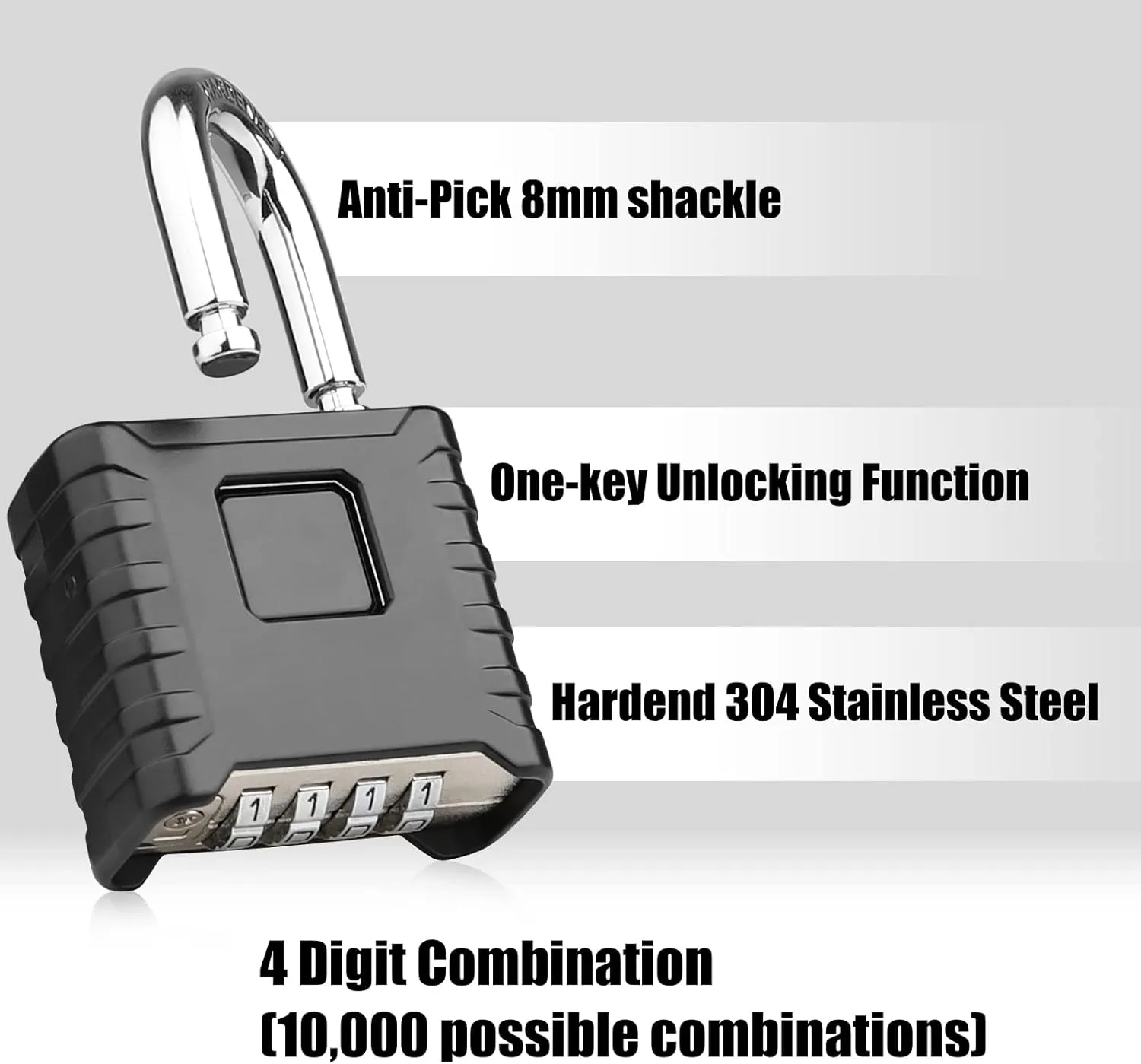2 Pack Large Combination Padlock [One-Touch Unlocking], Diyife® Heavy Duty Outdoor Weatherproof Padlock Design of Hidden Password, High Security for Locker, Gym, Garden, Fences, Garage, Black