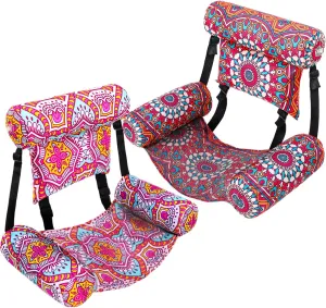2 Pack Large Pool Chair Floats Adult Inflatable Pool Lounge Chair Summer Pattern Water Floating Chair Adjustable Pool Float Hammock for Swimming Pool Beach Party Game