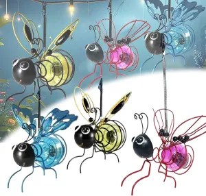 2 Pack Outdoor Hanging Solar Bee Simulation Lights, Insect Bees Garden Decor for Outside, Waterproof Bumble Bees Solar Light for Party Festivals Garden Decor Birthday Gifts (Set of 3)