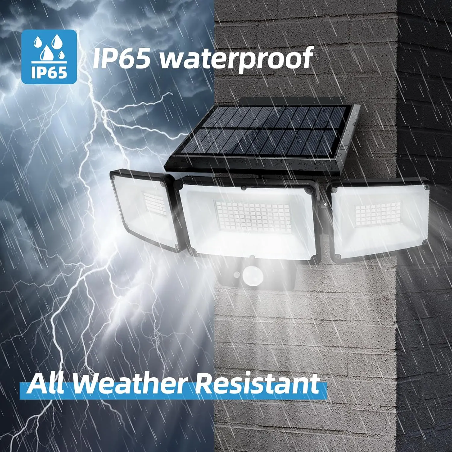 2 Pack Solar Outdoor Lights with Remote Control, Motion Sensor Outdoor Lights with 3 Modes, 3 Heads LED Security Lights, IP65 Waterproof Outdoor Solar Lights for Yard with 270 Wide Angle