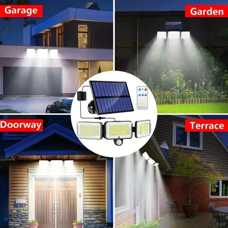 2-Pack: Split Solar Wall Light For Outdoor With Motion Sensor 3 Heads