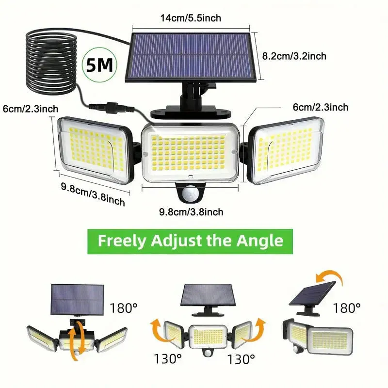 2-Pack: Split Solar Wall Light For Outdoor With Motion Sensor 3 Heads