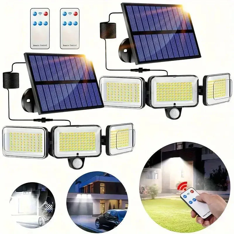2-Pack: Split Solar Wall Light For Outdoor With Motion Sensor 3 Heads