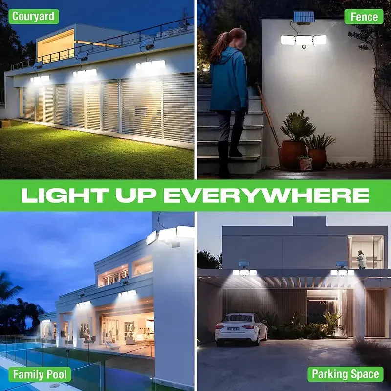 2-Pack: Split Solar Wall Light For Outdoor With Motion Sensor 3 Heads