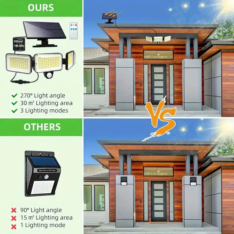 2-Pack: Split Solar Wall Light For Outdoor With Motion Sensor 3 Heads