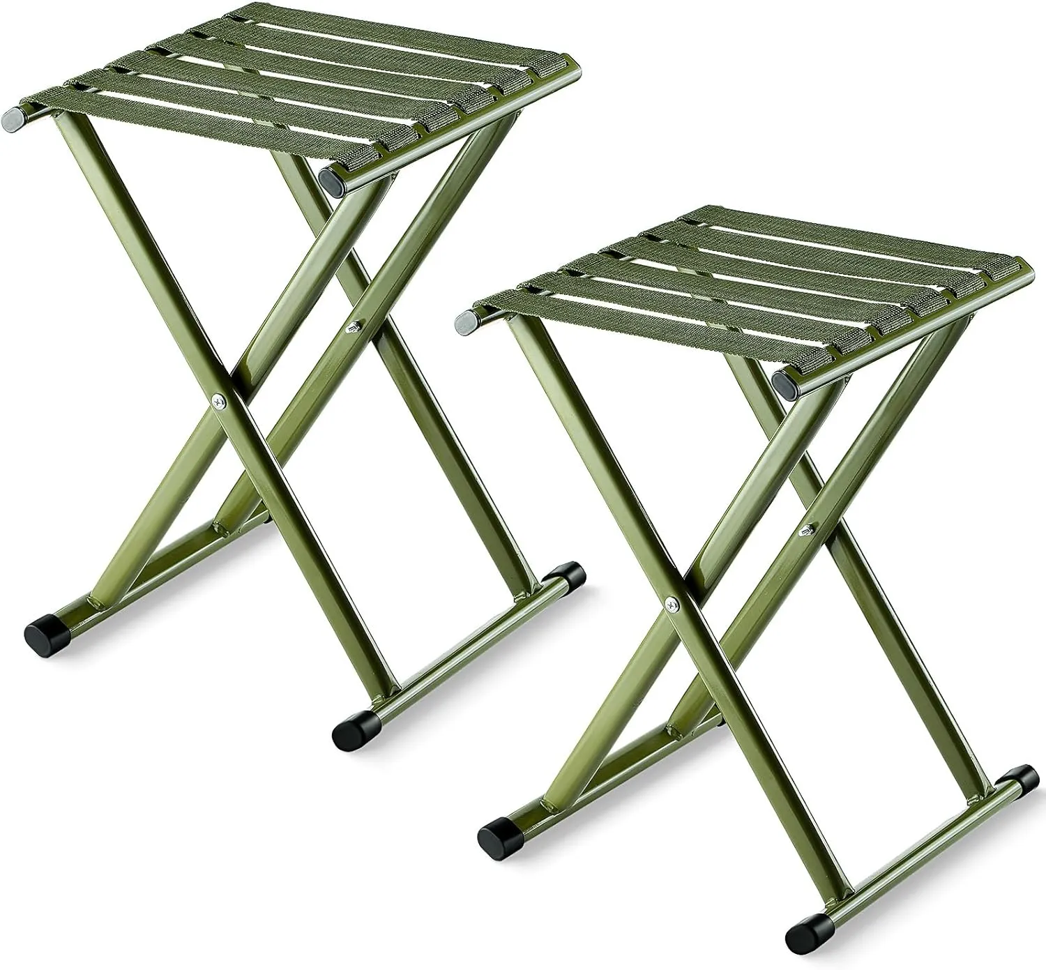 2 Pcs Folding Camping Stool Portable 17.8 Height Stool Lightweight Chair Foldable Camping Seat Hold up to 600 Lbs for Outdoor Walking Hiking Fishing Hunting Travel Gardening, Green