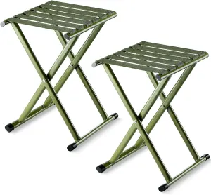 2 Pcs Folding Camping Stool Portable 17.8 Height Stool Lightweight Chair Foldable Camping Seat Hold up to 600 Lbs for Outdoor Walking Hiking Fishing Hunting Travel Gardening, Green