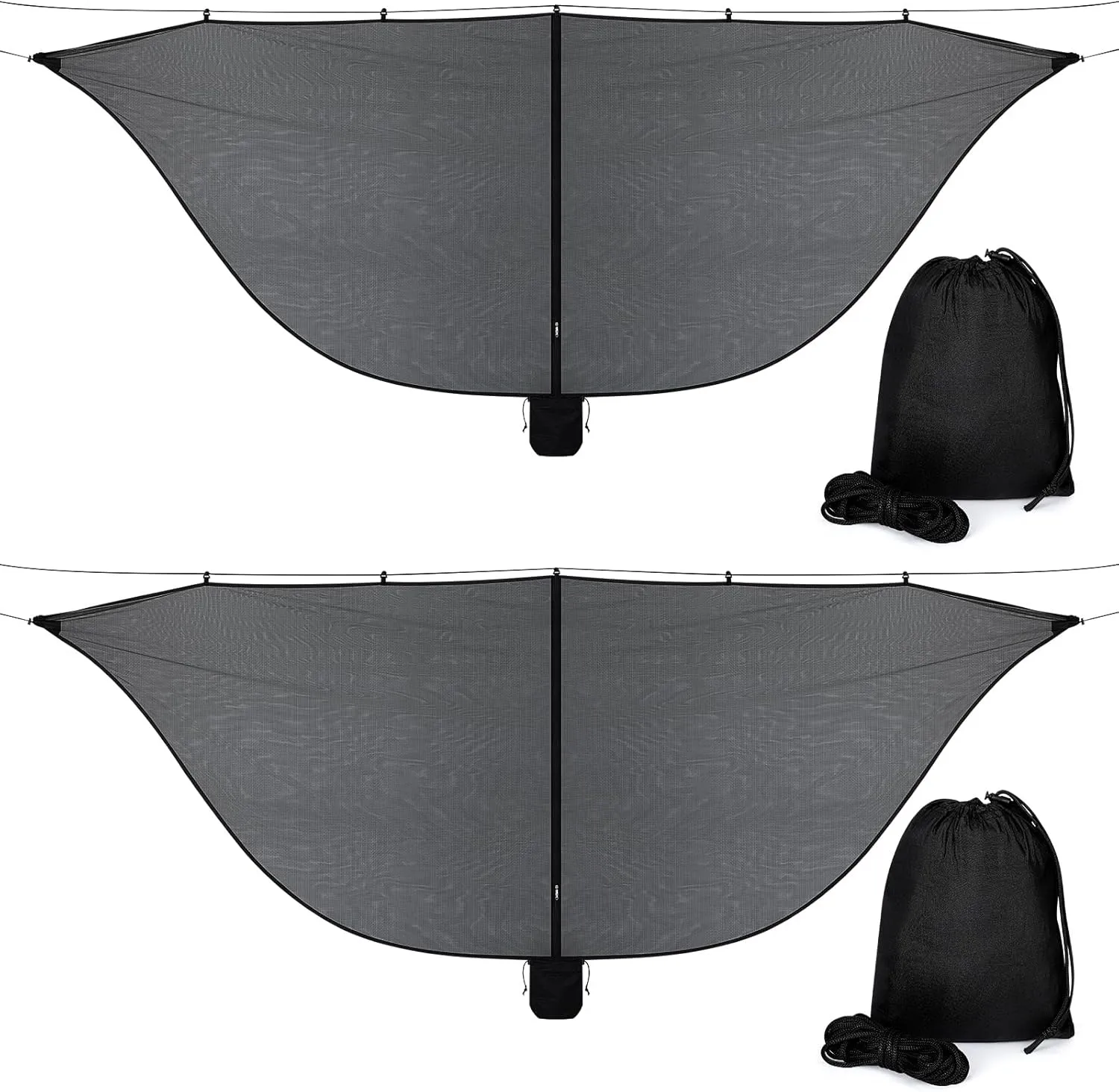 2 Pieces Hammock Bug Mesh Net 11 x 4.7 FT Hammock with Mosquito Net Camping 360 Degree Protection Dual Sided Diagonal Zipper for Hiking Camping Backpacking