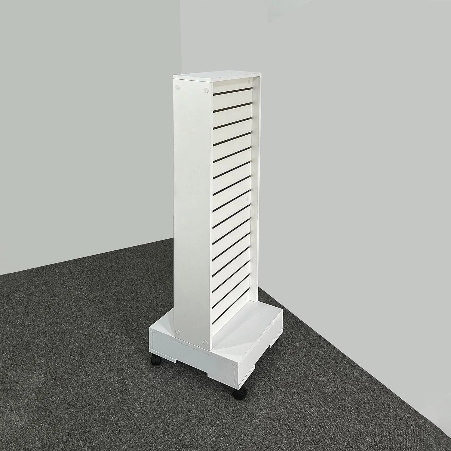 2-Sided Retail Display Stand with Casters, Movable Slatwall for Retail, Art Craft Shows, Trade Shows, Markets- Peg board display stand (16.8" L x 16.8" D x 55.1" H)