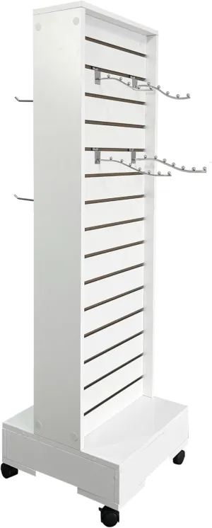 2-Sided Retail Display Stand with Casters, Movable Slatwall for Retail, Art Craft Shows, Trade Shows, Markets- Peg board display stand (16.8" L x 16.8" D x 55.1" H)