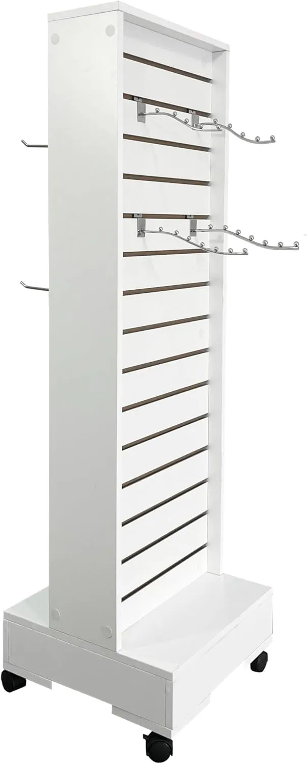 2-Sided Retail Display Stand with Casters, Movable Slatwall for Retail, Art Craft Shows, Trade Shows, Markets- Peg board display stand (16.8" L x 16.8" D x 55.1" H)