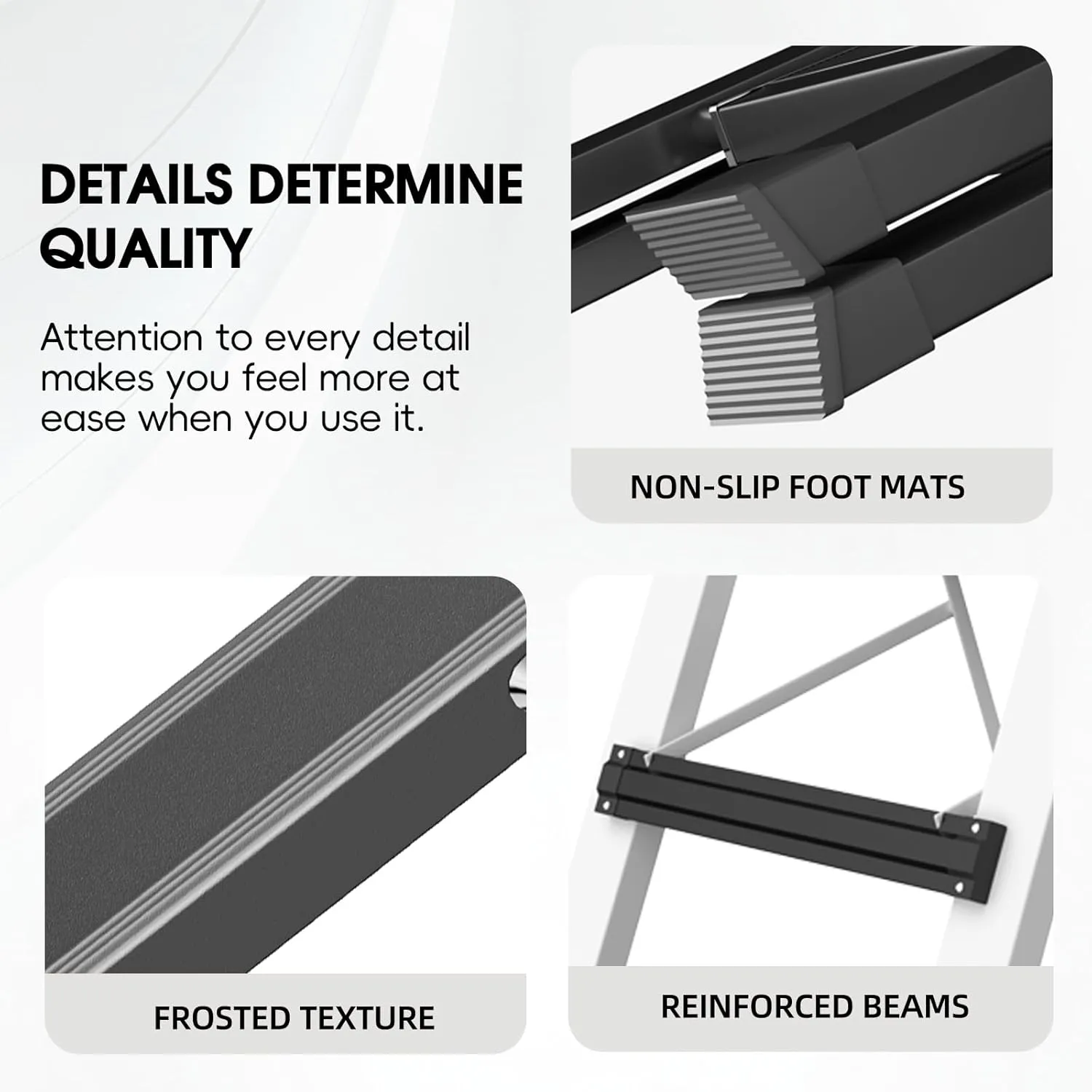 2 Step Ladder, Folding Step Stool with Wide Anti-Slip Pedal, Aluminum Lightweight Portable Step Stools for Adults, 330 IBS Capacity Multi-Use Ladder for Home and Kitchen,Woodgrain-Black