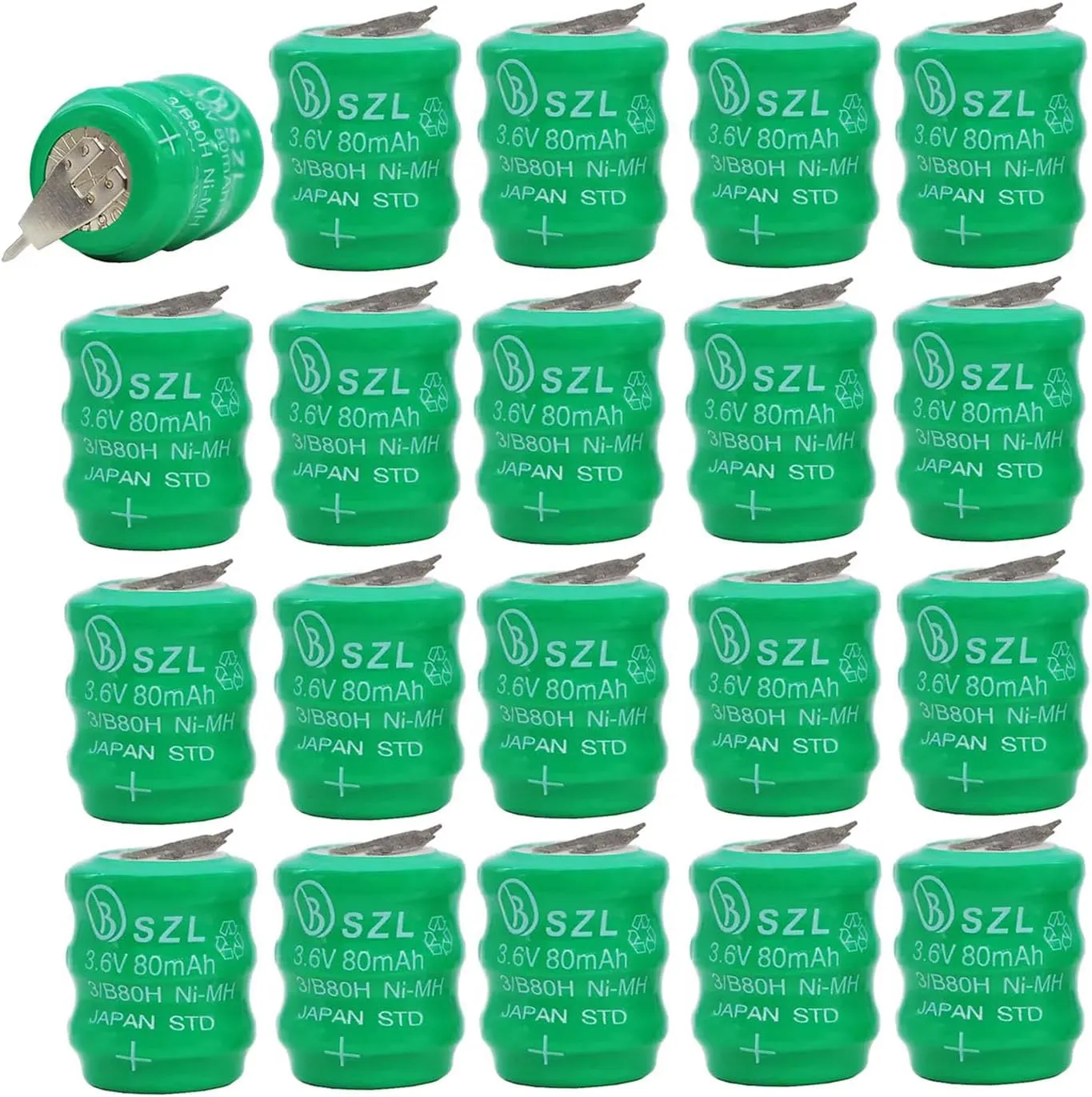 20 Pack 3.6V 80mAh Ni-MH Battery for Varta 3/V80H 55608303012 PLC CNC Chip Data Power Supply 2 Pin