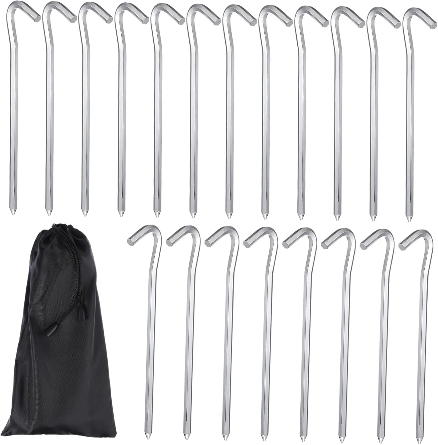 20 Pcs Heavy Duty Tent Stakes with Hook Aluminum Alloy Pegs for Camping Garden and Outdoor Use Durable Slip Design for Secure