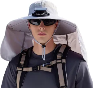 2025 New Solar Brim Hat with Fan, Wide Brim Solar Fan Hat Outdoor Fishing, Climbing, Hiking