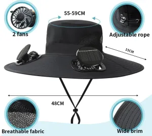 2025 Wide Brim Solar Fan Hat Outdoor Fishing, Sombrero Con Ventilador Solar, Solar Powered Fan Hat for Men