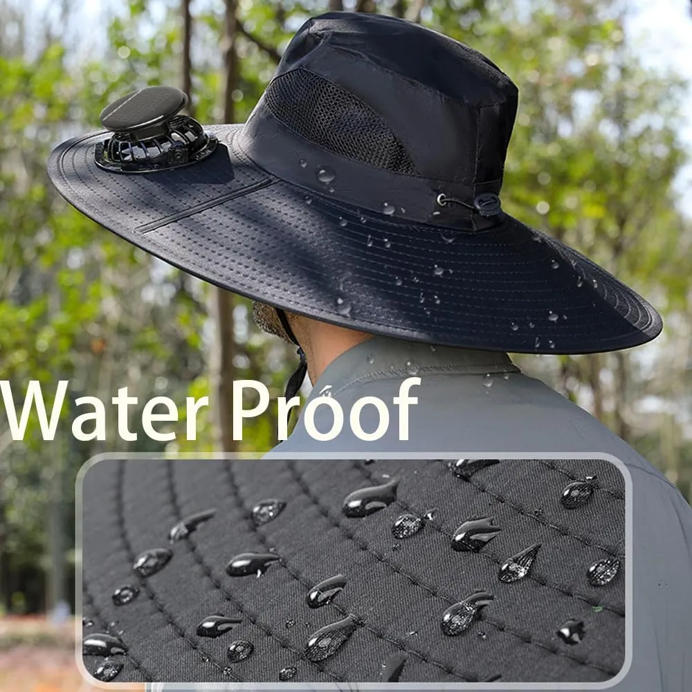 2025 Wide Brim Solar Fan Hat Outdoor Fishing, Sombrero Con Ventilador Solar, Solar Powered Fan Hat for Men