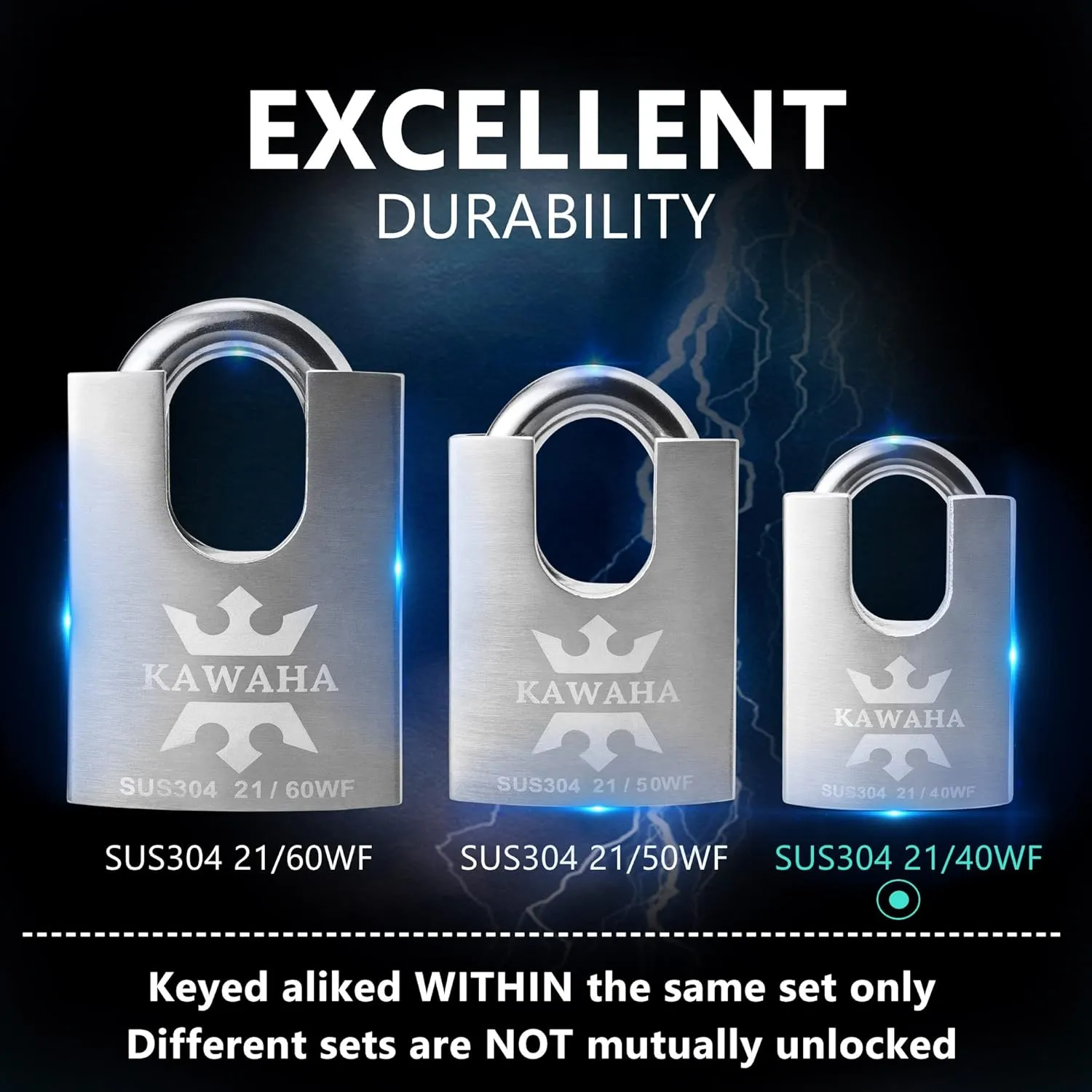 21/40-2PS High Security Stainless Steel Shrouded Padlock with Stainless Steel Key for Both Indoor and Outdoor use (Heavy Duty, Anti-Rust) (1-9/16 in. (40mm), Keyed Alike - 2 Pack)