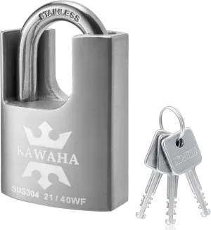 21/40KD-3SK High Security Stainless Steel Shrouded Padlock with Key for Both Indoor and Outdoor use (Heavy Duty, Anti-Rust) (1-9/16 in. (40mm), Keyed Different - 3 Stainless Steel Keys)