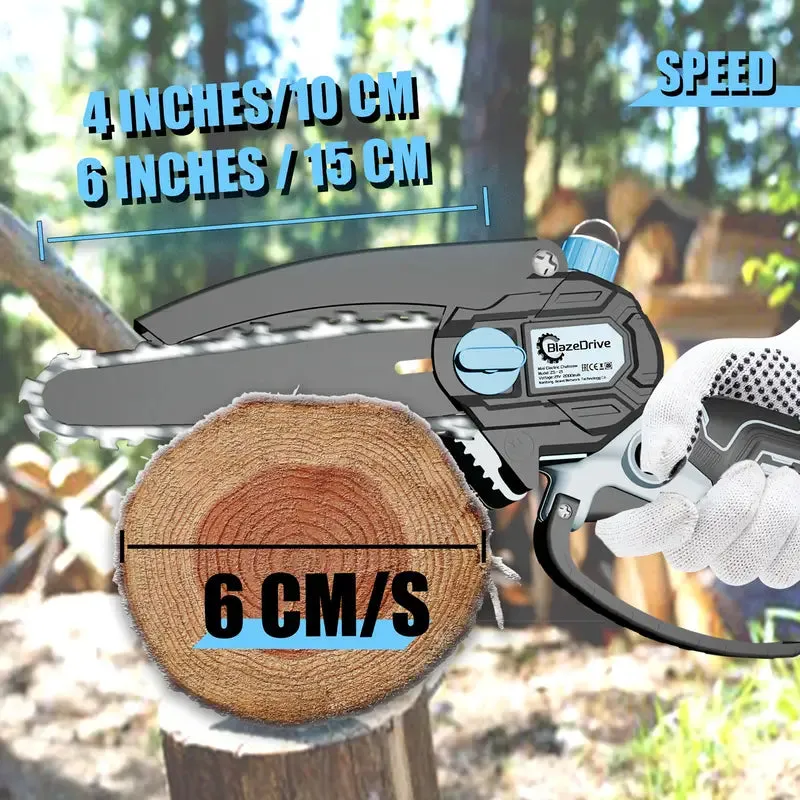 21V 4-6 Inch Cordless Chainsaw Kit with Built-in Lubrication, Battery and Charger