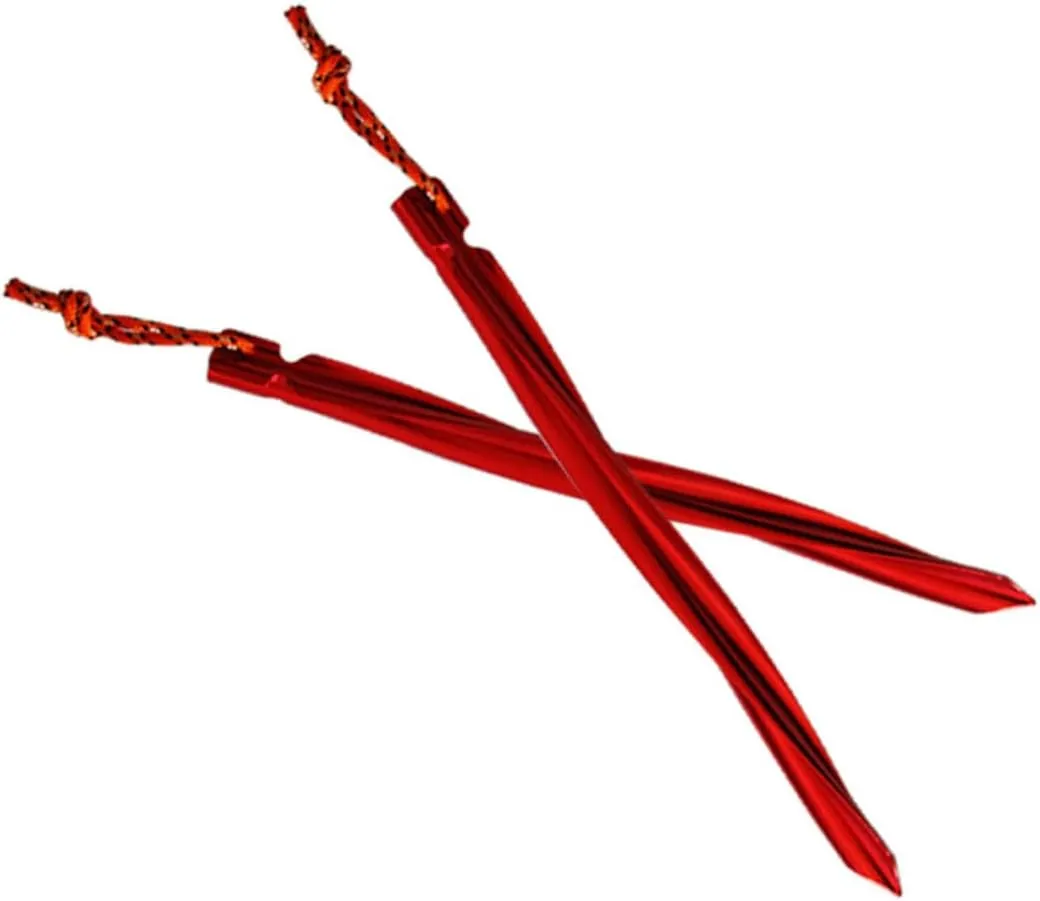 25cm Aluminum Tent Stakes Set 7pcs Heavy Duty Camping Stakes Reflective Pull Strings