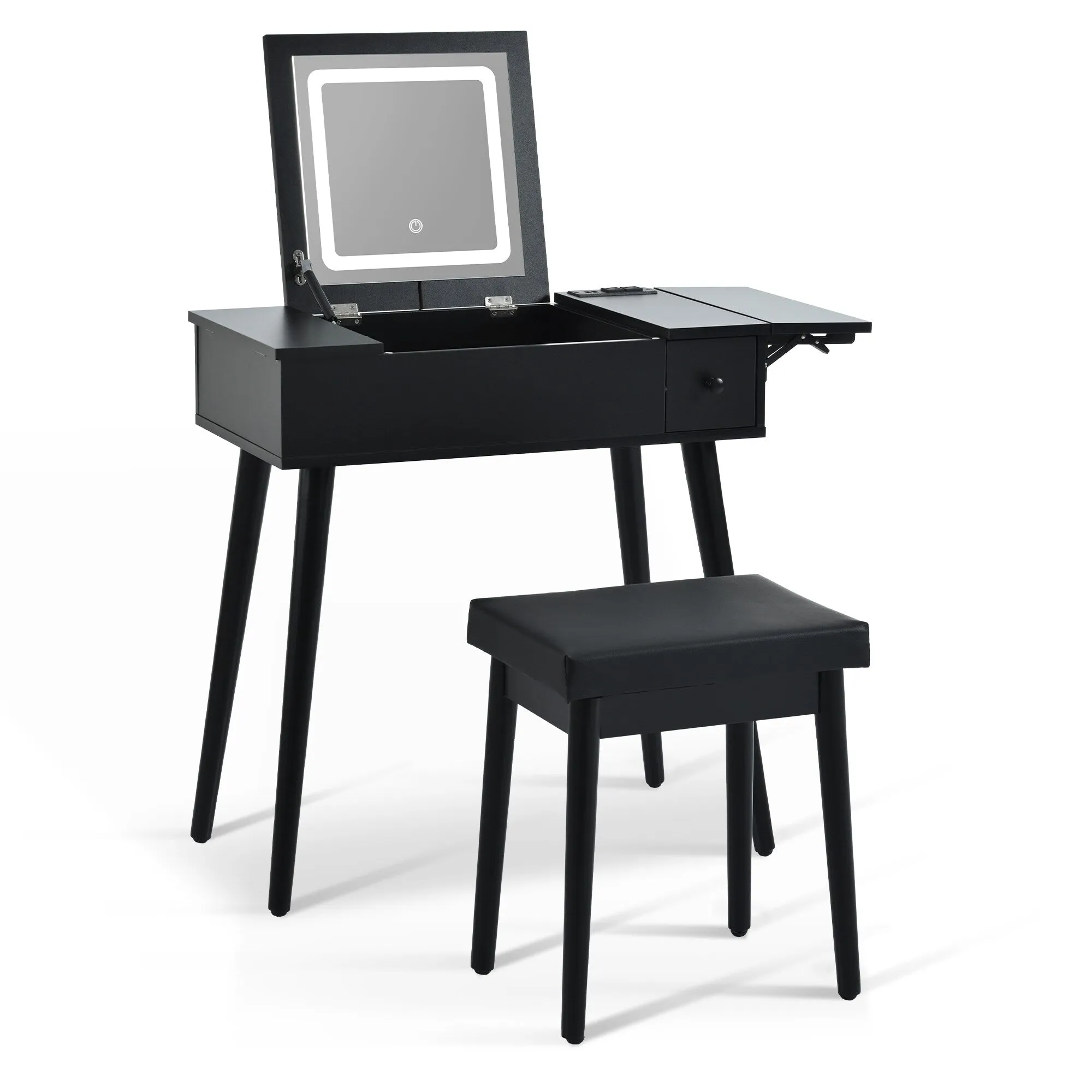 27.9'' Makeup Vanity Desk with Flip Top Mirror and LED Light